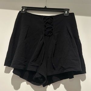 Black linen shorts